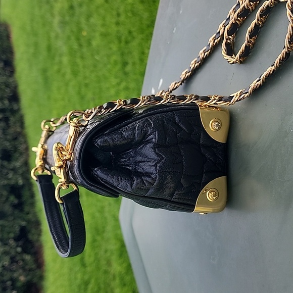 METROCITY Black Embossed Logo Quilted Leather Mini Bag - Picture 2 of 16